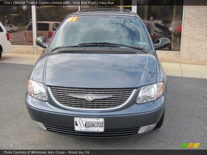 Steel Blue Pearl / Navy Blue 2001 Chrysler Town & Country Limited AWD