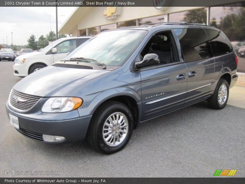 Steel Blue Pearl / Navy Blue 2001 Chrysler Town & Country Limited AWD