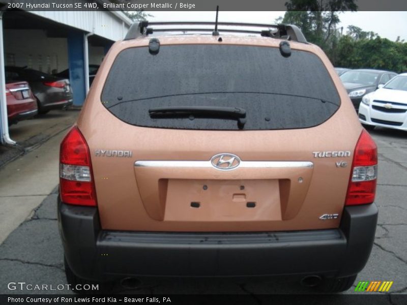 Brilliant Copper Metallic / Beige 2007 Hyundai Tucson SE 4WD