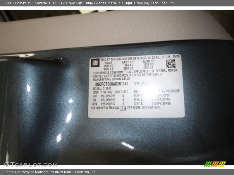 Blue Granite Metallic / Light Titanium/Dark Titanium 2010 Chevrolet Silverado 1500 LTZ Crew Cab