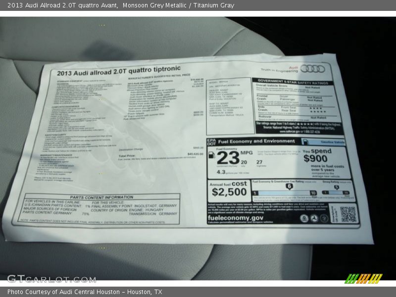  2013 Allroad 2.0T quattro Avant Window Sticker
