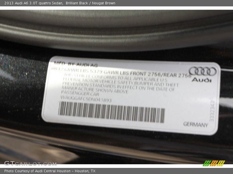 Brilliant Black / Nougat Brown 2013 Audi A6 3.0T quattro Sedan
