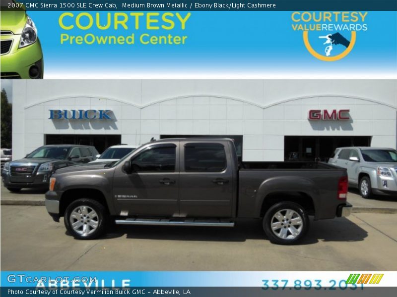 Medium Brown Metallic / Ebony Black/Light Cashmere 2007 GMC Sierra 1500 SLE Crew Cab
