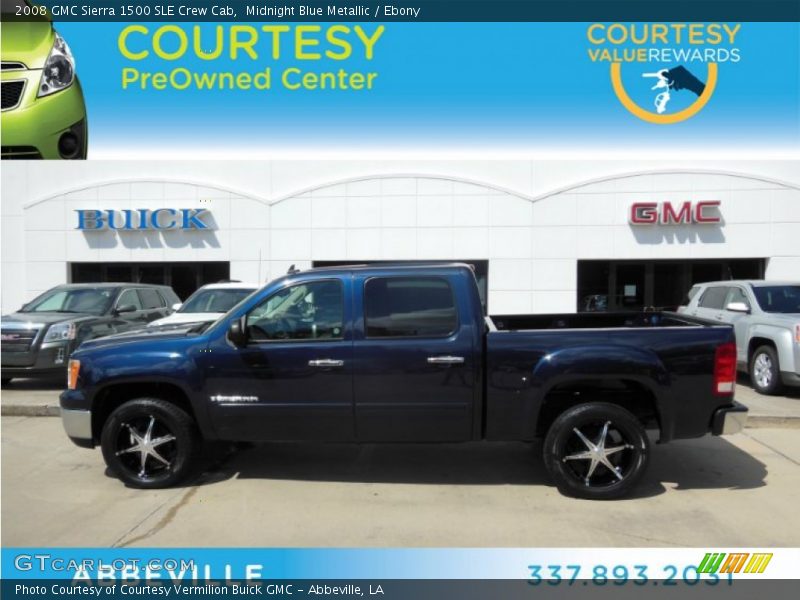 Midnight Blue Metallic / Ebony 2008 GMC Sierra 1500 SLE Crew Cab