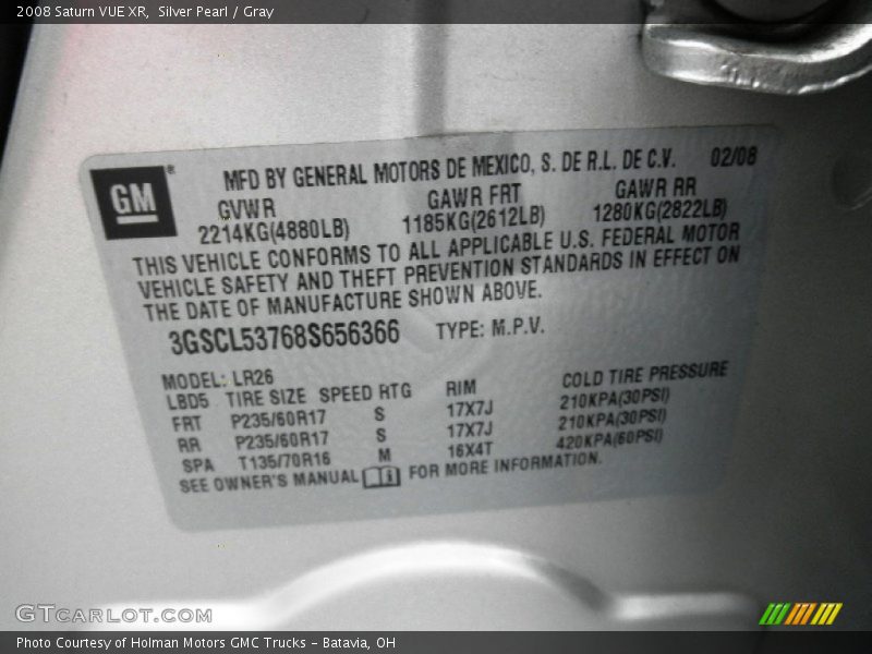 Silver Pearl / Gray 2008 Saturn VUE XR