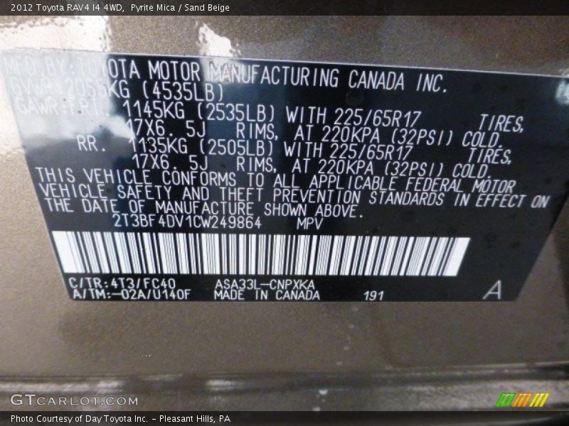 Pyrite Mica / Sand Beige 2012 Toyota RAV4 I4 4WD