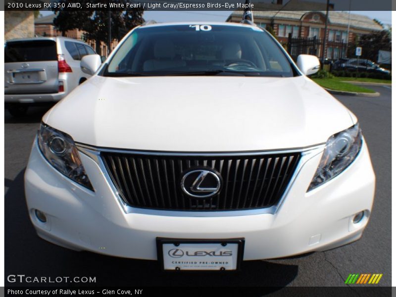 Starfire White Pearl / Light Gray/Espresso Birds-Eye Maple 2010 Lexus RX 350 AWD