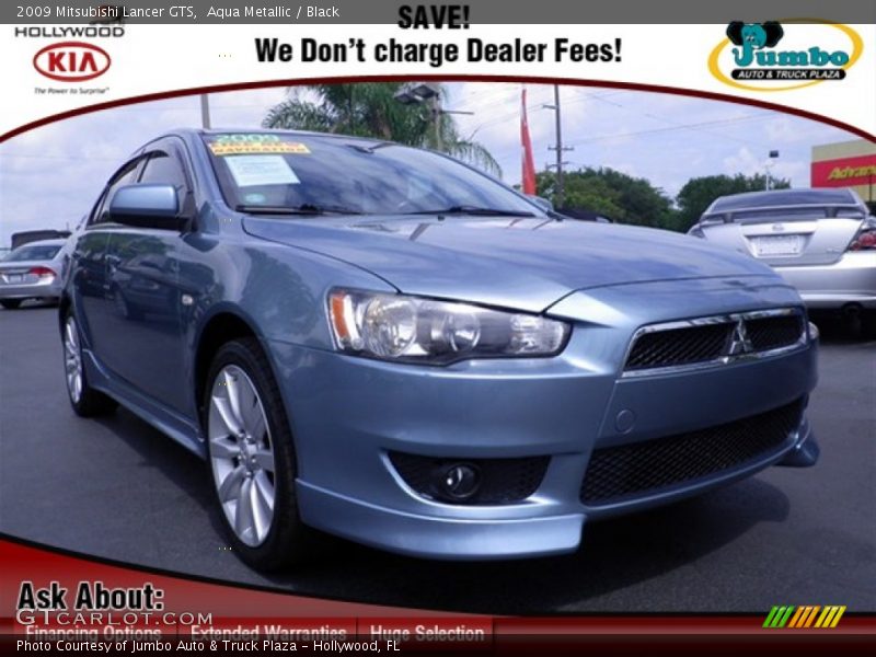 Aqua Metallic / Black 2009 Mitsubishi Lancer GTS