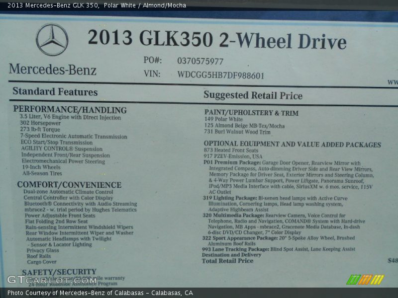 Polar White / Almond/Mocha 2013 Mercedes-Benz GLK 350