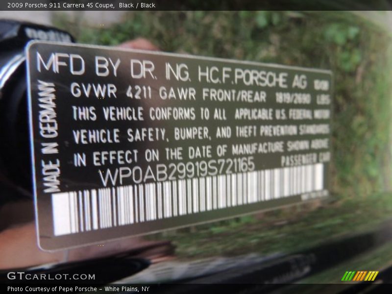 Black / Black 2009 Porsche 911 Carrera 4S Coupe