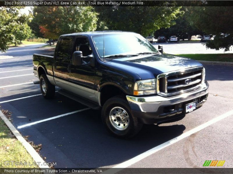 True Blue Metallic / Medium Flint 2002 Ford F250 Super Duty XLT Crew Cab 4x4