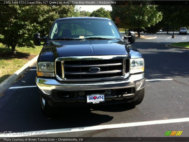 True Blue Metallic / Medium Flint 2002 Ford F250 Super Duty XLT Crew Cab 4x4