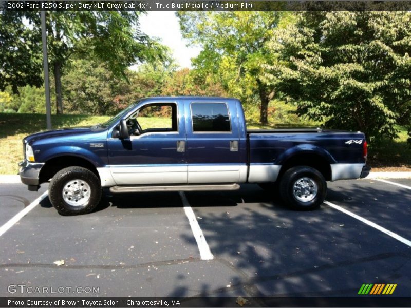 True Blue Metallic / Medium Flint 2002 Ford F250 Super Duty XLT Crew Cab 4x4