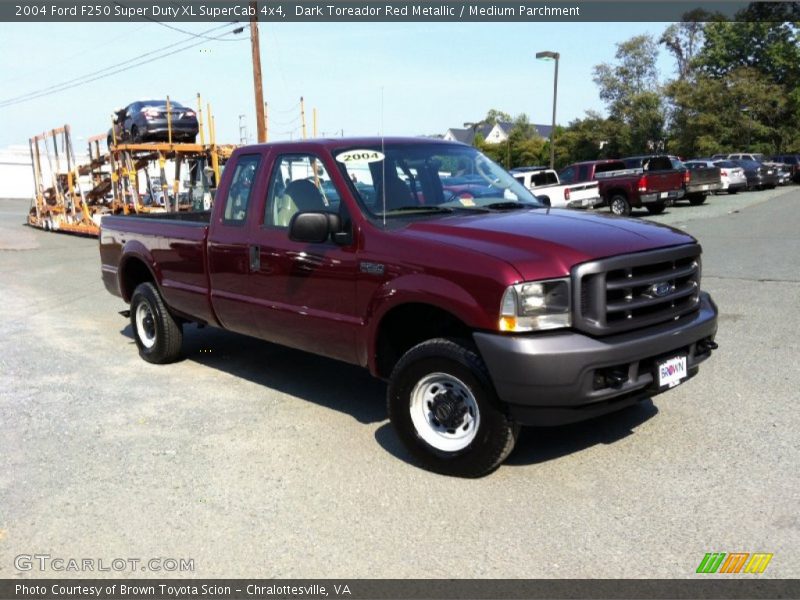 Dark Toreador Red Metallic / Medium Parchment 2004 Ford F250 Super Duty XL SuperCab 4x4