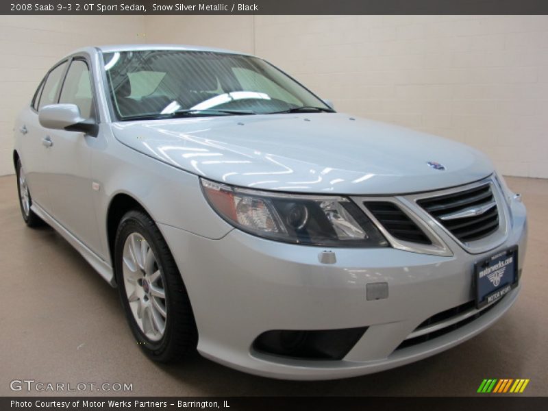 Snow Silver Metallic / Black 2008 Saab 9-3 2.0T Sport Sedan