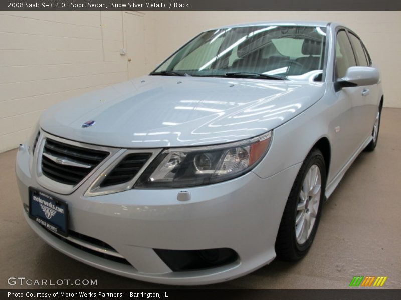 Snow Silver Metallic / Black 2008 Saab 9-3 2.0T Sport Sedan