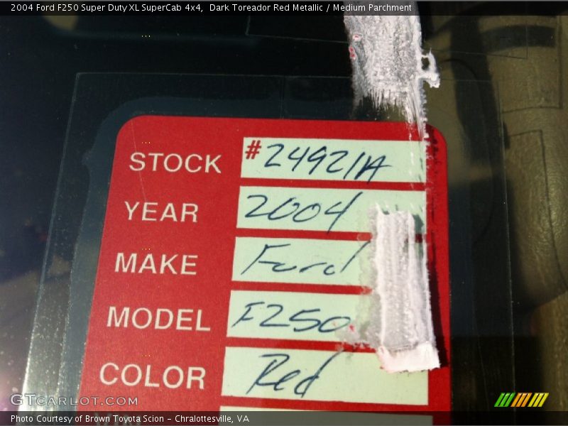 Dark Toreador Red Metallic / Medium Parchment 2004 Ford F250 Super Duty XL SuperCab 4x4