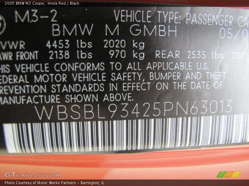 Imola Red / Black 2005 BMW M3 Coupe