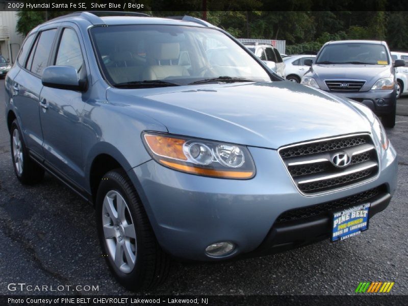 Silver Blue / Beige 2009 Hyundai Santa Fe SE