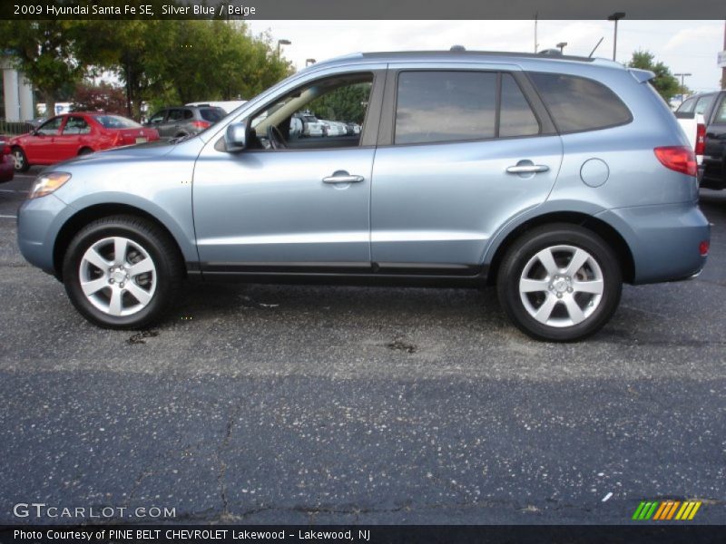 Silver Blue / Beige 2009 Hyundai Santa Fe SE