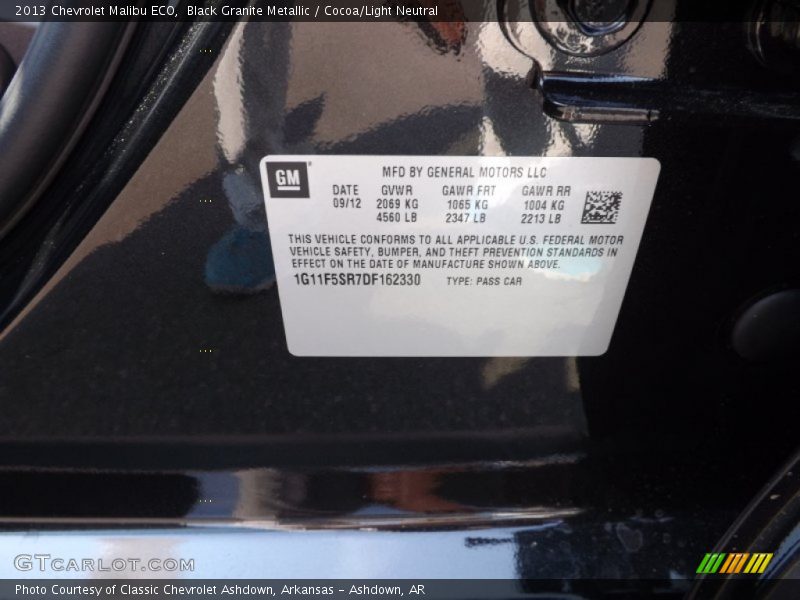 Black Granite Metallic / Cocoa/Light Neutral 2013 Chevrolet Malibu ECO