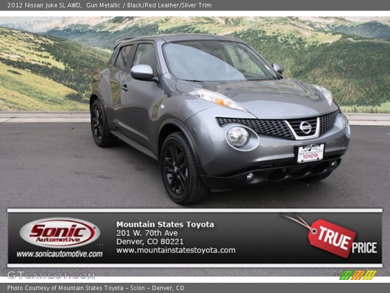Gun Metallic / Black/Red Leather/Silver Trim 2012 Nissan Juke SL AWD