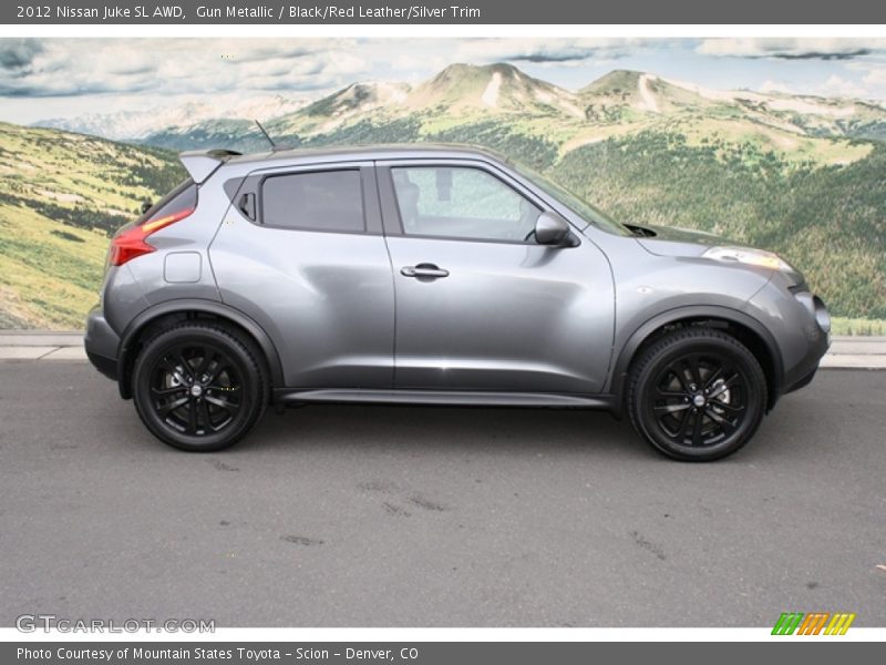 Gun Metallic / Black/Red Leather/Silver Trim 2012 Nissan Juke SL AWD
