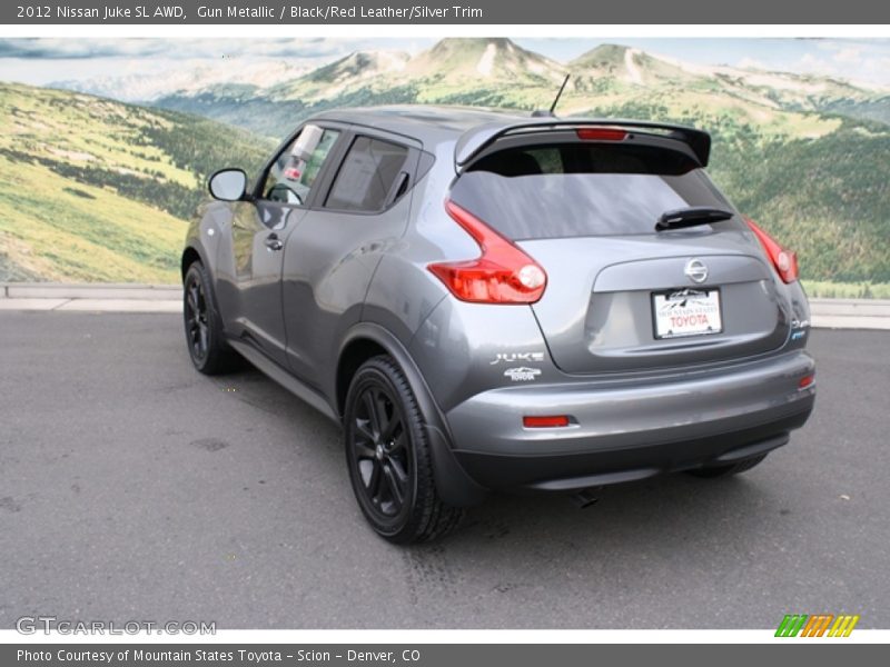 Gun Metallic / Black/Red Leather/Silver Trim 2012 Nissan Juke SL AWD