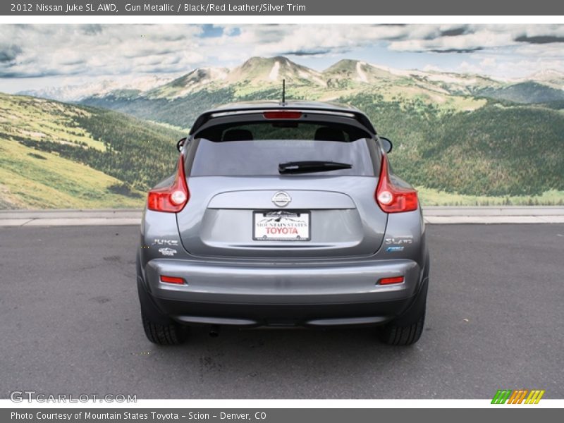 Gun Metallic / Black/Red Leather/Silver Trim 2012 Nissan Juke SL AWD