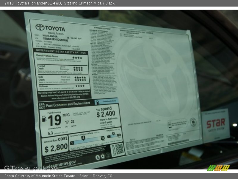 Sizzling Crimson Mica / Black 2013 Toyota Highlander SE 4WD