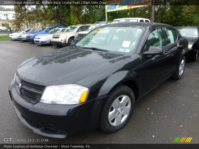 Brilliant Black Crystal Pearl / Dark Slate Gray 2009 Dodge Avenger SE