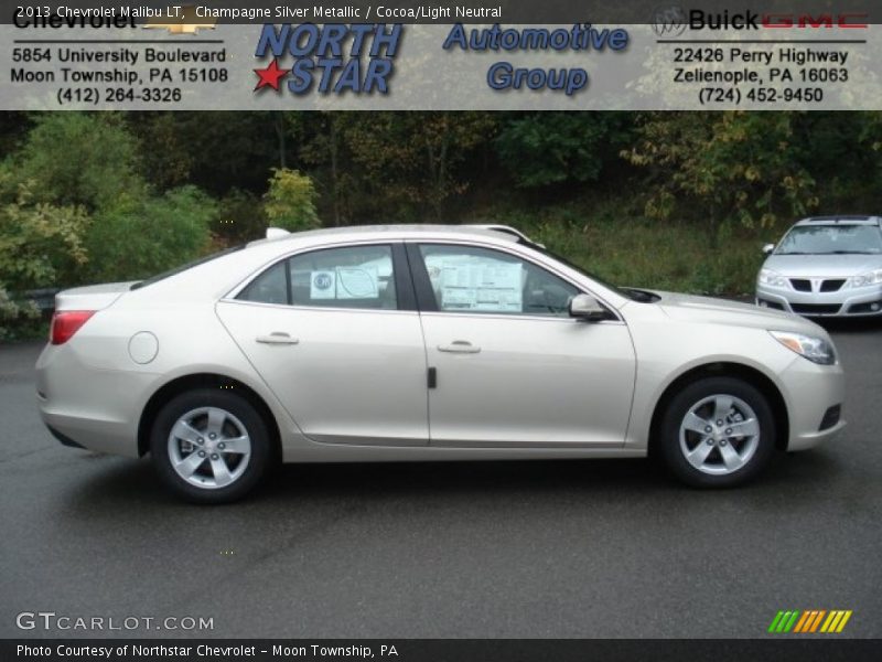 Champagne Silver Metallic / Cocoa/Light Neutral 2013 Chevrolet Malibu LT