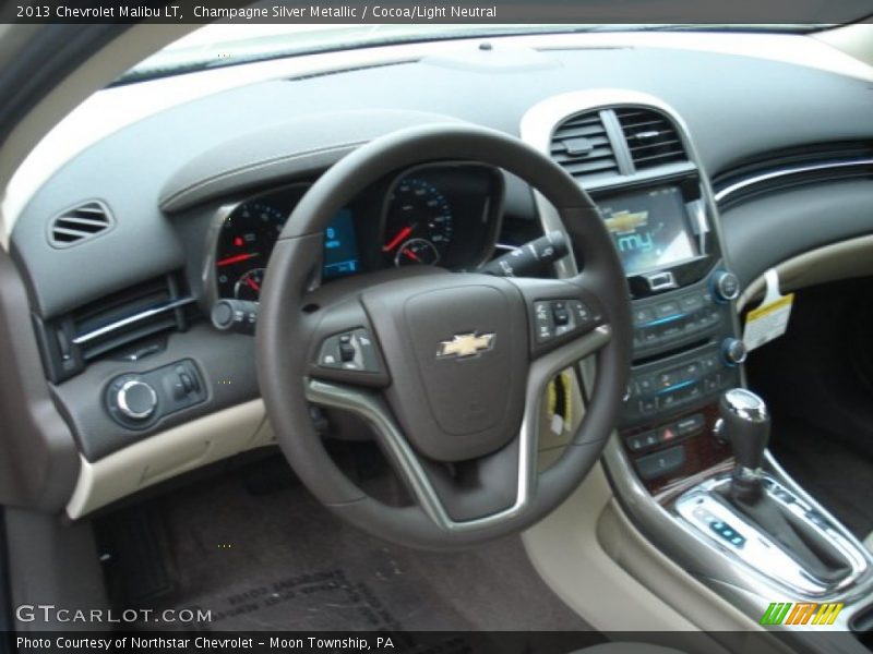 Champagne Silver Metallic / Cocoa/Light Neutral 2013 Chevrolet Malibu LT