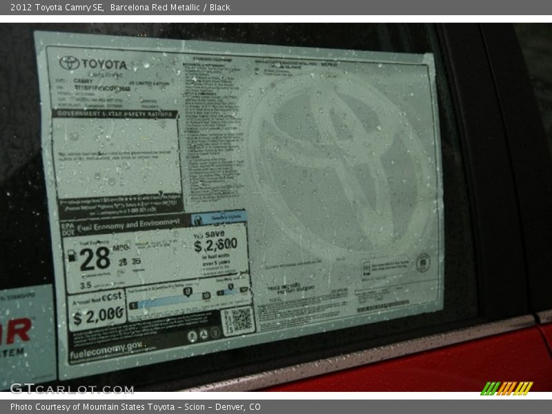 Barcelona Red Metallic / Black 2012 Toyota Camry SE