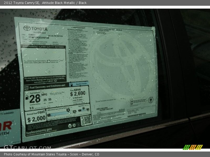 Attitude Black Metallic / Black 2012 Toyota Camry SE