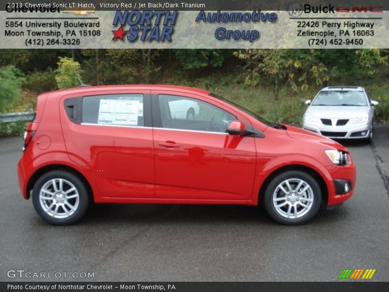 Victory Red / Jet Black/Dark Titanium 2013 Chevrolet Sonic LT Hatch