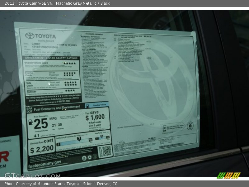 Magnetic Gray Metallic / Black 2012 Toyota Camry SE V6