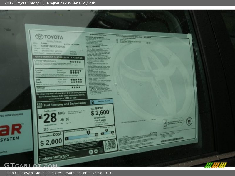 Magnetic Gray Metallic / Ash 2012 Toyota Camry LE