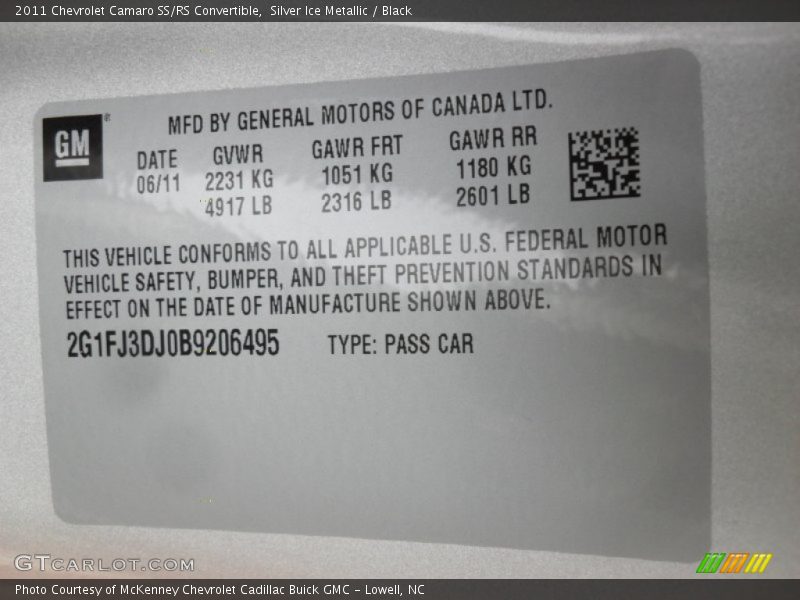 Silver Ice Metallic / Black 2011 Chevrolet Camaro SS/RS Convertible