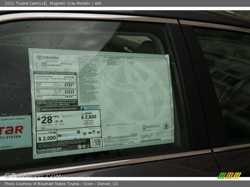 Magnetic Gray Metallic / Ash 2012 Toyota Camry LE