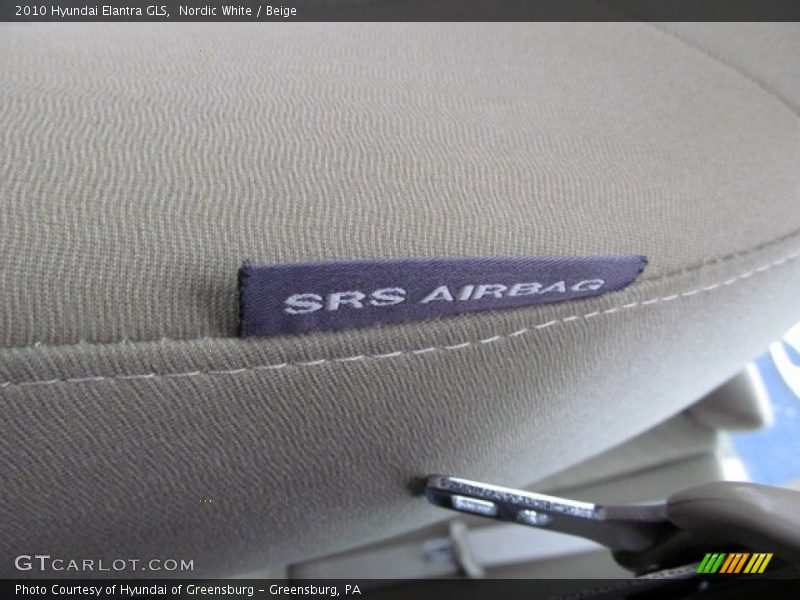 Nordic White / Beige 2010 Hyundai Elantra GLS