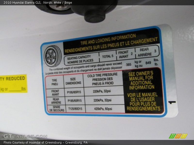 Nordic White / Beige 2010 Hyundai Elantra GLS
