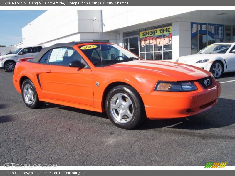 Competition Orange / Dark Charcoal 2004 Ford Mustang V6 Convertible