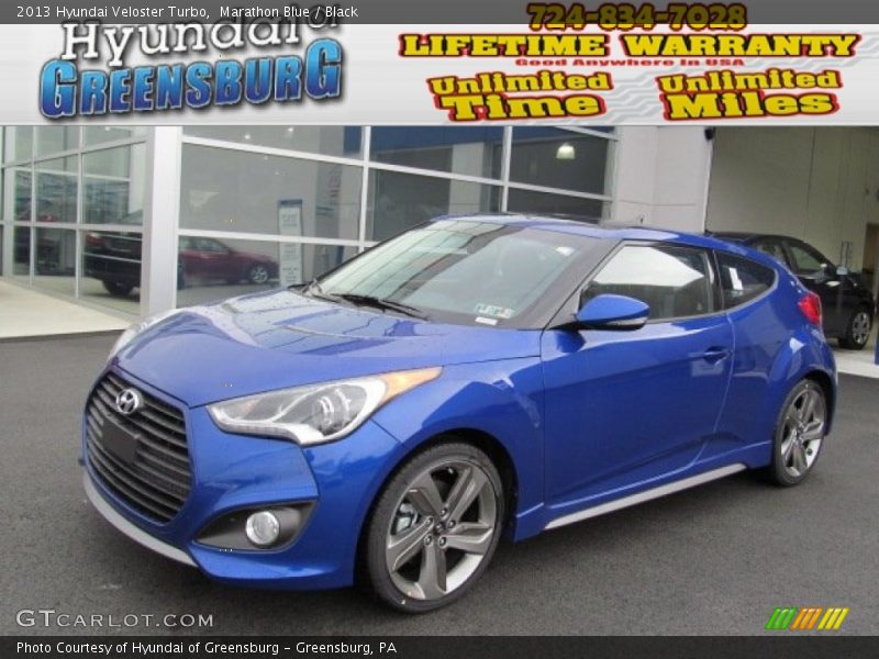 Marathon Blue / Black 2013 Hyundai Veloster Turbo