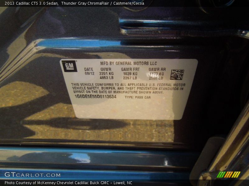 Thunder Gray ChromaFlair / Cashmere/Cocoa 2013 Cadillac CTS 3.0 Sedan