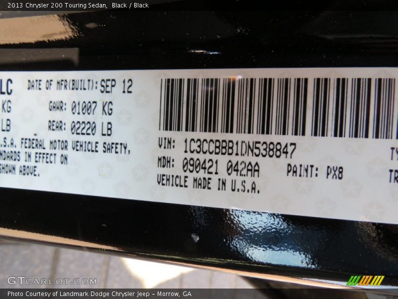 Black / Black 2013 Chrysler 200 Touring Sedan