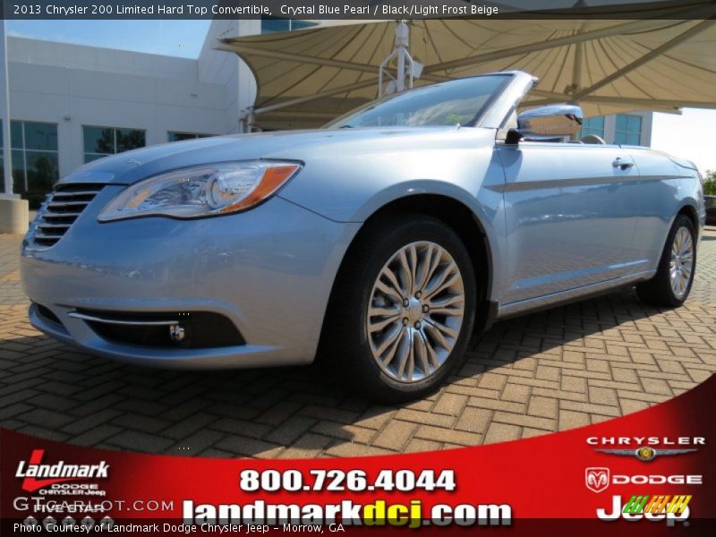 Crystal Blue Pearl / Black/Light Frost Beige 2013 Chrysler 200 Limited Hard Top Convertible