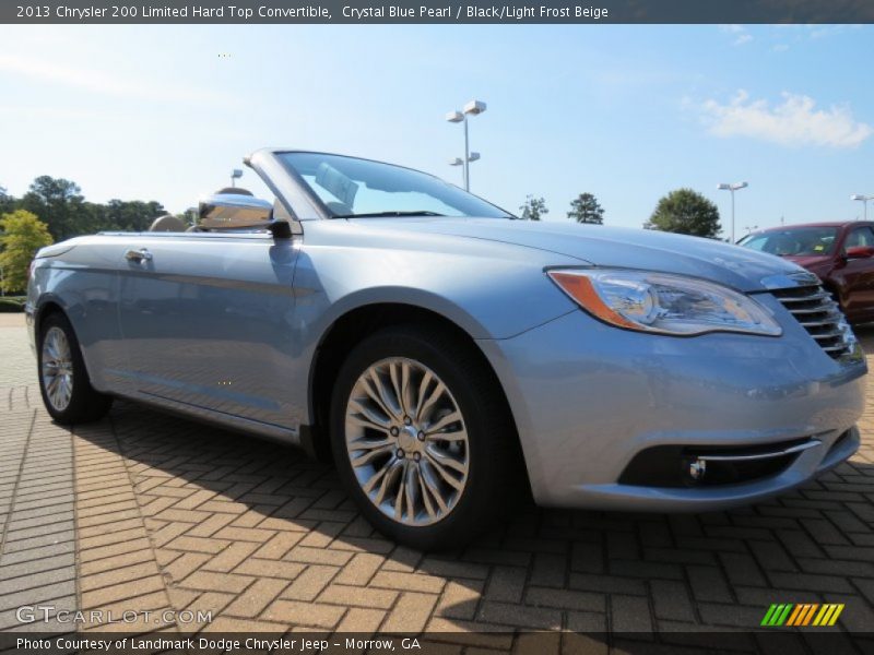 Crystal Blue Pearl / Black/Light Frost Beige 2013 Chrysler 200 Limited Hard Top Convertible