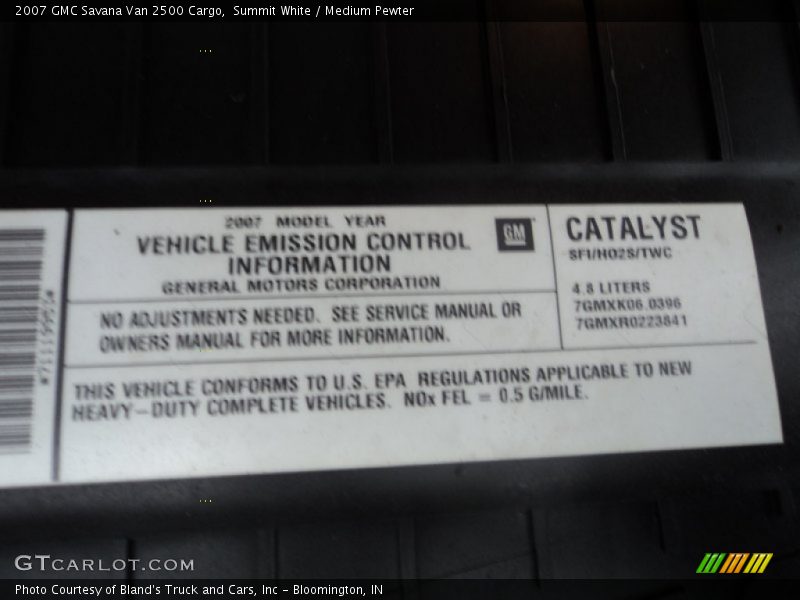 Summit White / Medium Pewter 2007 GMC Savana Van 2500 Cargo