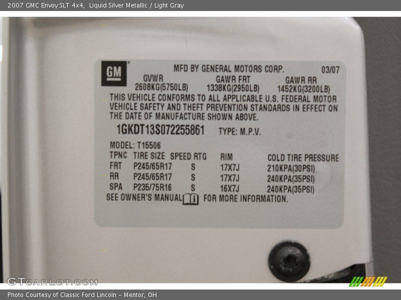Liquid Silver Metallic / Light Gray 2007 GMC Envoy SLT 4x4